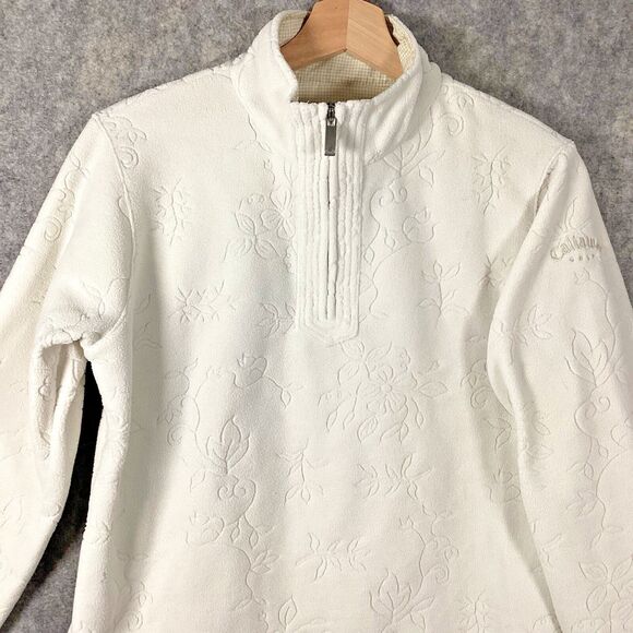 Gear For Sports Women’s Fleece Floral Cream 1/4 Zip Pullover Size Small Golf Top - Picture 1 of 16